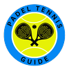 Padel tennis Guide logo showing two rackets and a ball with padel tennis logo written around the edge